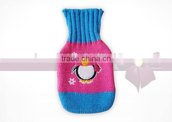 good quality magic hot water bottle with animal jacquard knitted cover