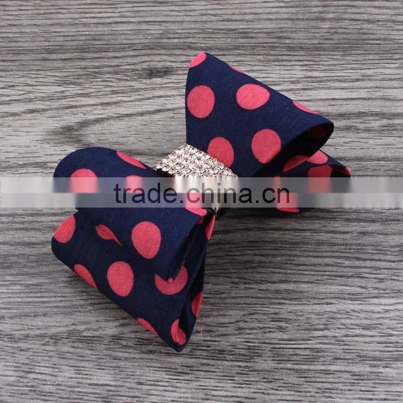 plastic bow flower clip wtih rhinestone center for kids hair accessories