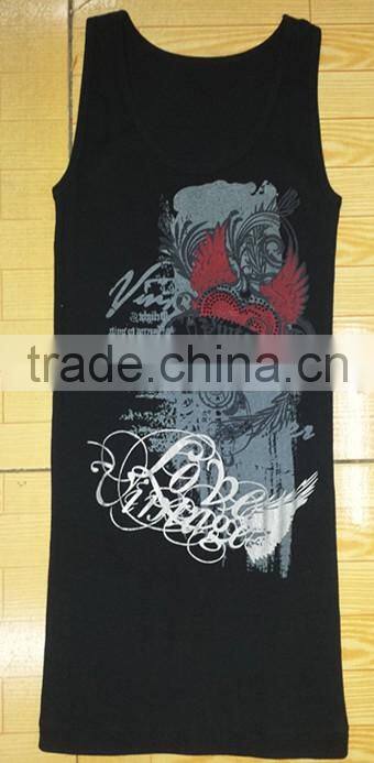 bulk men trendy 65cotton35polyester vest black cheap wholesale printing vest