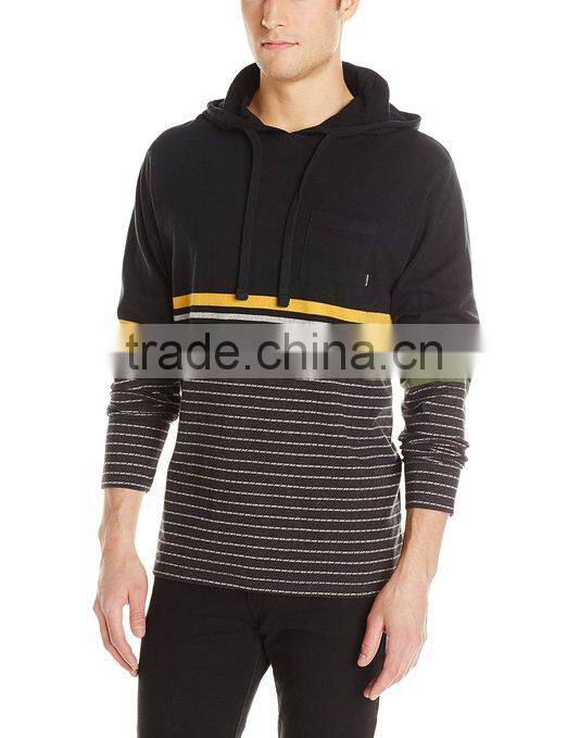 2016 men fashion stripe long sleeve t shirt with hood