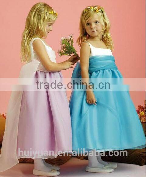 hot sell baby gown off shoulder flower girl dress blue