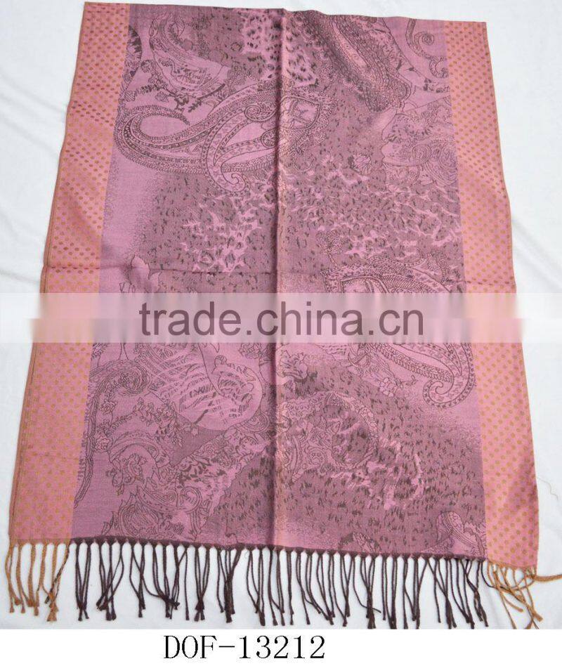 Fashion large hot jacquard paisley dot 100%rayon soft new shawl