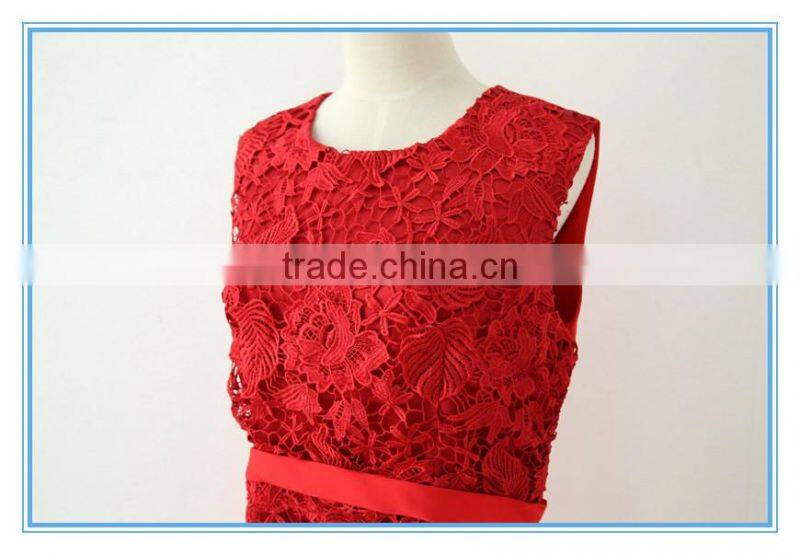Latest Red Embroidery Lace Suit Dress For Women Wedding