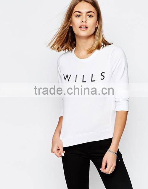 Best selling classic white crewneck print fleece sweatshirt