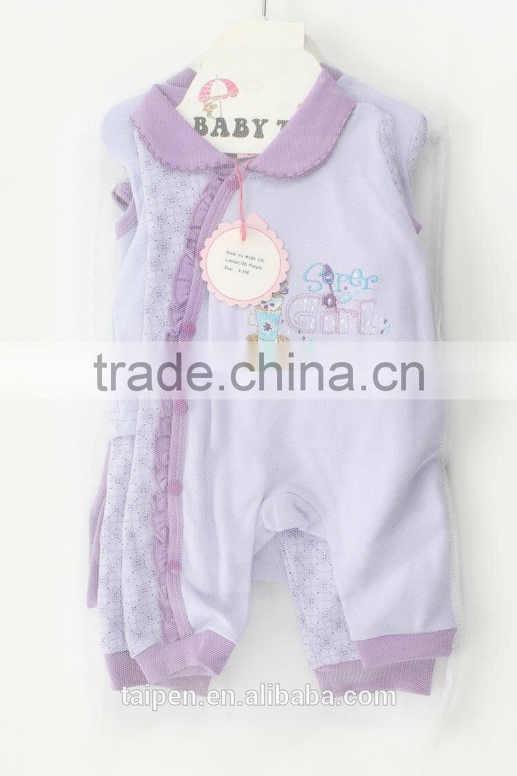 100% Cotton Purple Romper 8Pcs Summer Baby Girls Clothing Sets For Factory Price