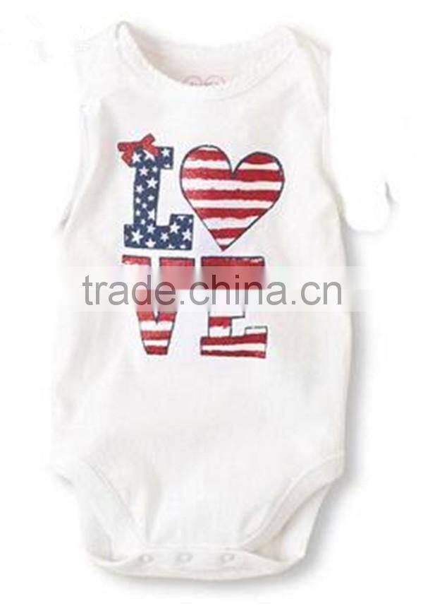 2016 baby clothes romper July 4th new fashion design baby jumpsuits & bodysuits plain cotton manufacturer guangzhou