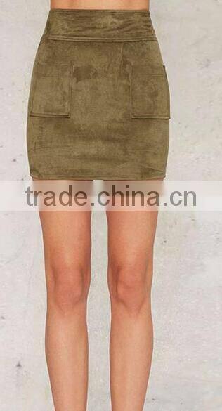 Runwaylover EY2201D New Style 2017 Women Fashion High Waist Suede Skirt