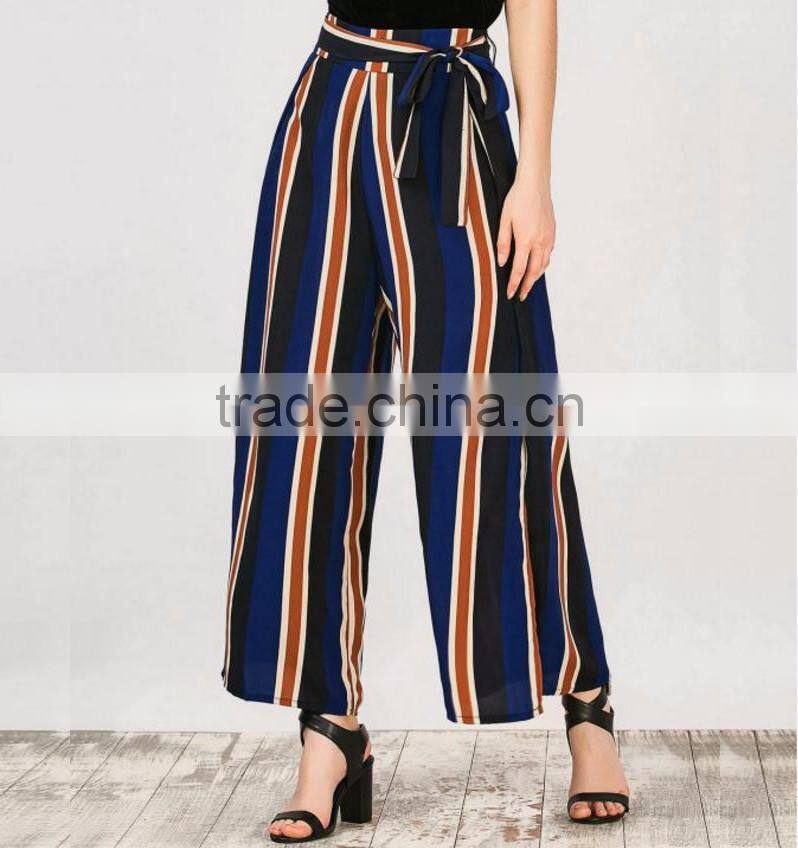 2017 Striped Wide Leg pants,pants for woman,chiffon pants