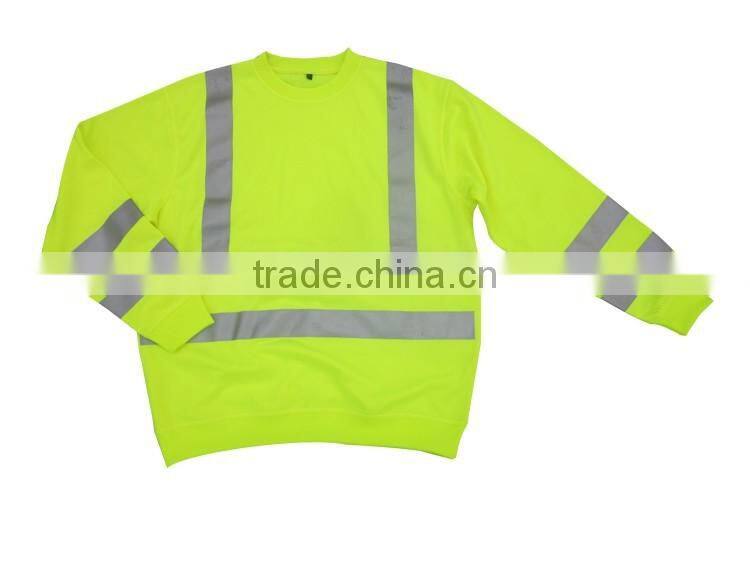 Mens yellow long sleeve knitted wear hi vis t shirt safety sweater