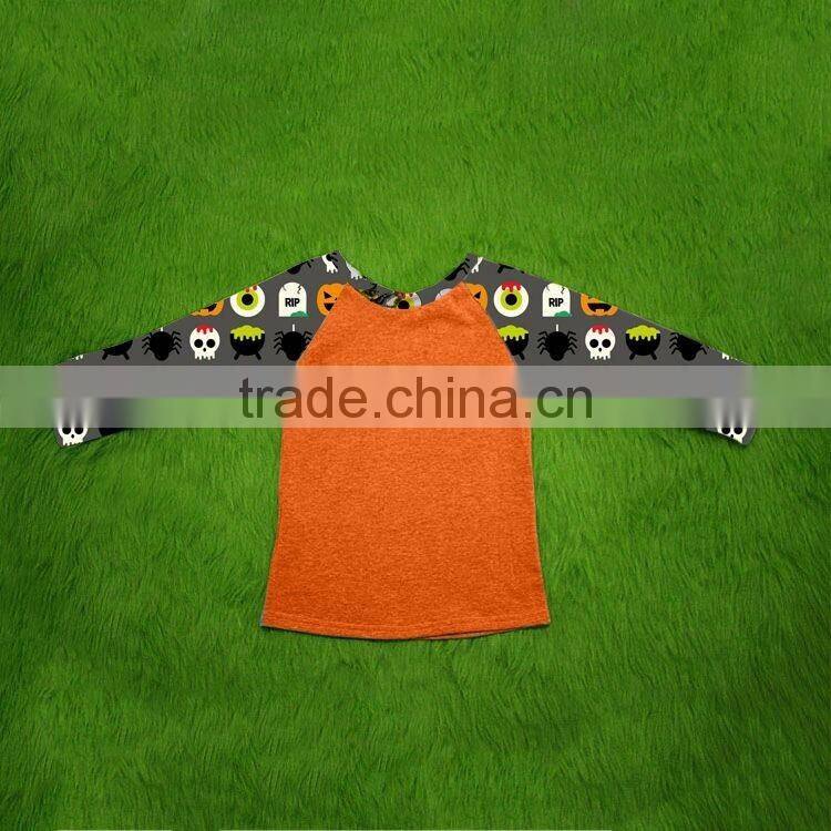 Wholesale Halloween raglan baby girl cotton shirt kids long sleeve clothes shirt boutique children girl Halloween raglan fall