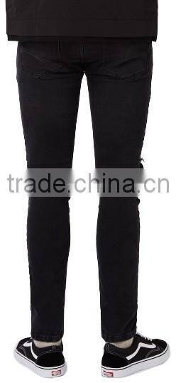 Black man jean fahsion skinny jean Men's Ripped Skinny Fit Jeans