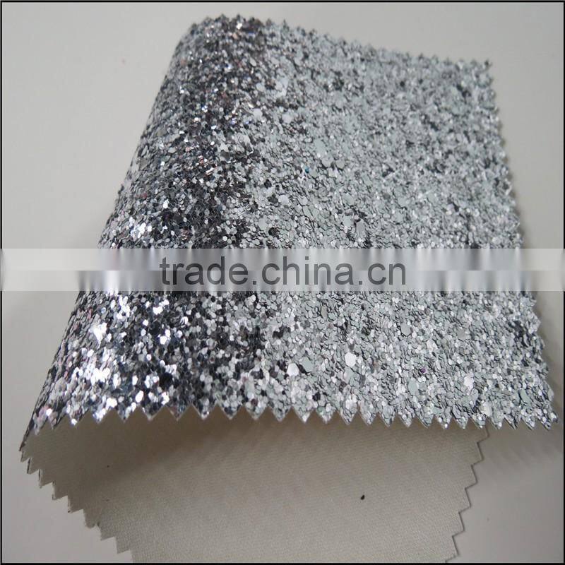 factory supply soft handfeeling and shinning design silver glitter fabric