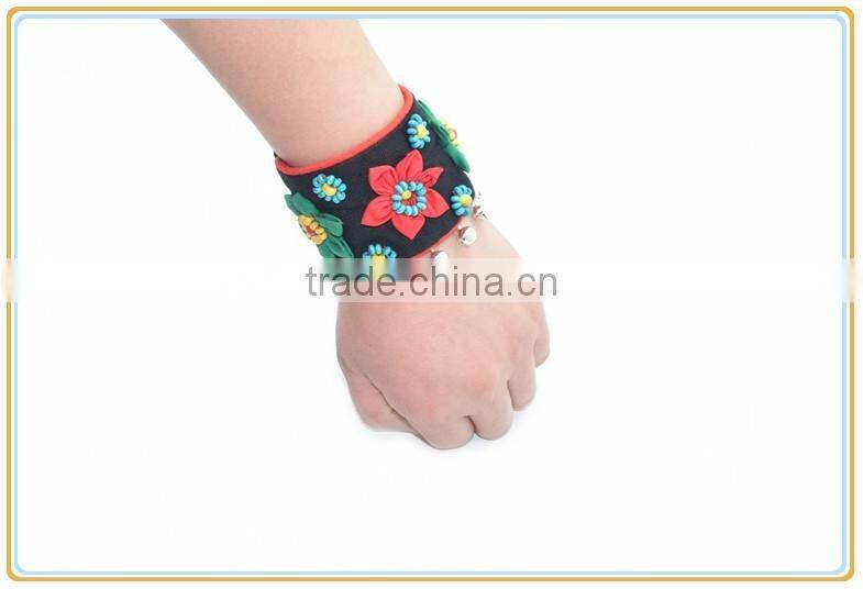 Women National Fabric Flower Bells Bracelet Handmade Cotton