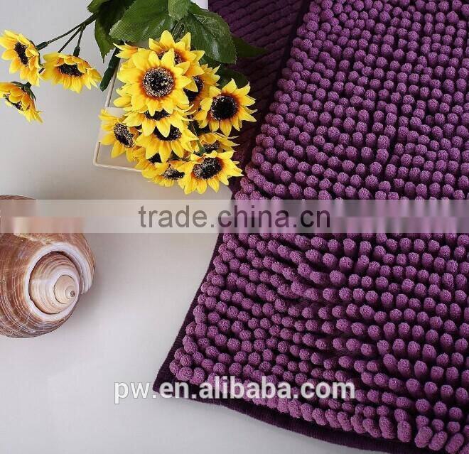 coffee color chenille floor mat Generic Washable Bathroom New Shaggy Rugs Non Slip Bath Mat Thick Shag Pile Size:60cm X 40