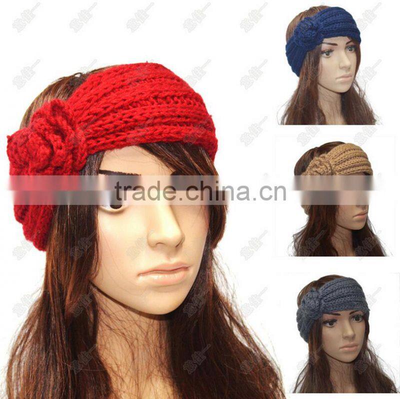 Knit Multiple Colors Headband With Flower Knitted Headband Pattern Knit Headband With Flower