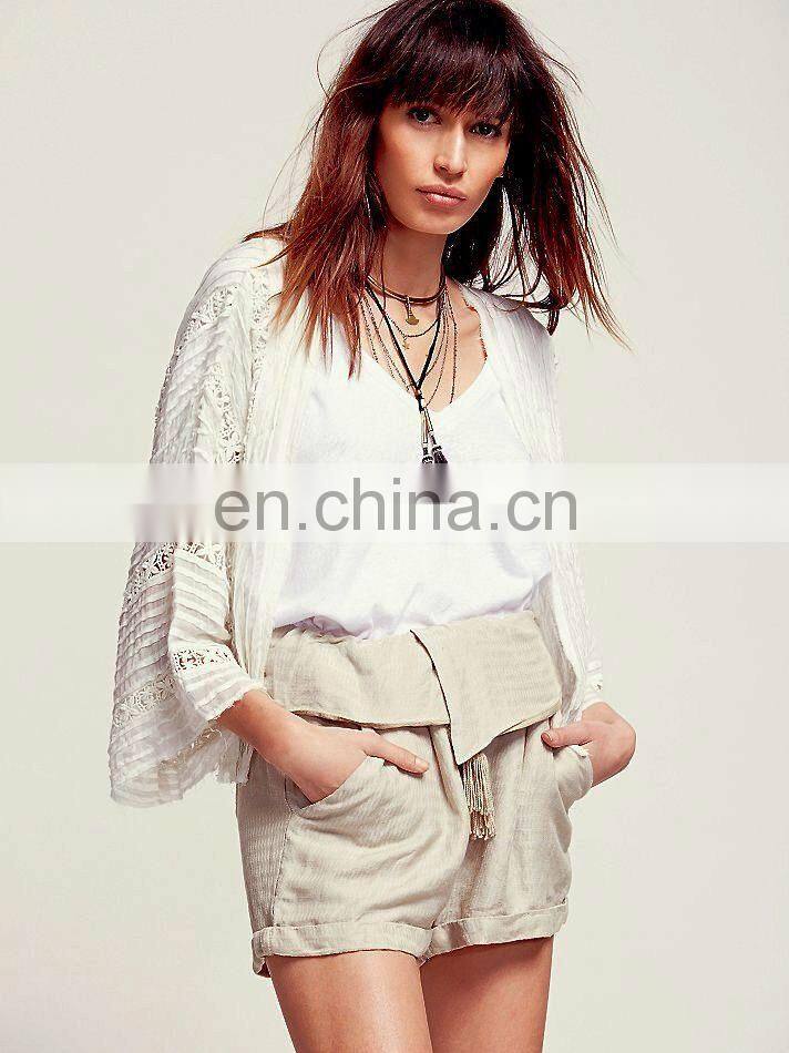 Lace inset ladies high quality kimono, pleated designer kimono