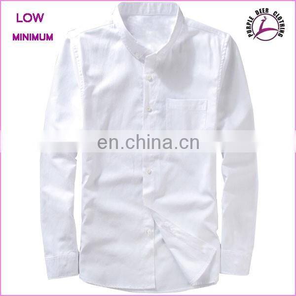 High quality spring 100% cotton long sleeve white buttons solid color casual blank custom men Shirts