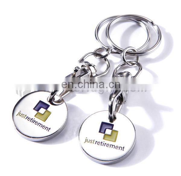 Advertising cheap trolley coin custom logo printed key ring