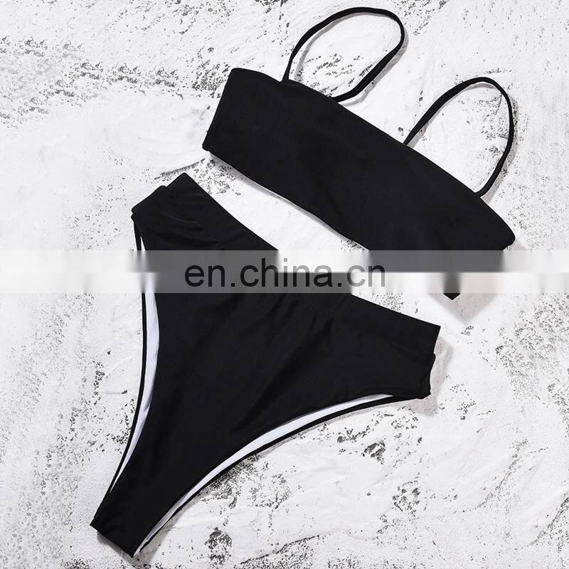 Hot Badpak Bikini Mujer 2019 Leopard Bandeau Bikini High Waist Swimsuit Separate May Neon Swimwear Female Women's Swimming Suit