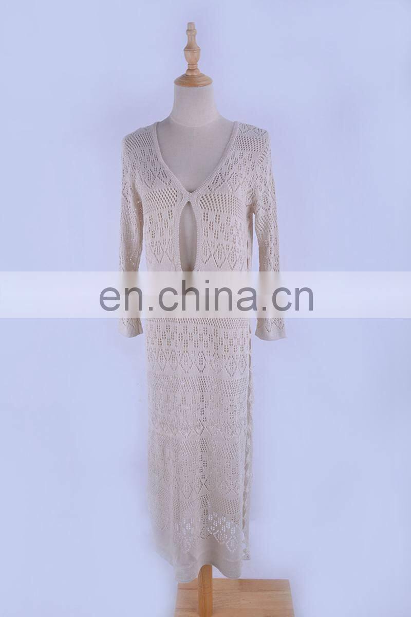 2019 Long crochet knitted beach cover ups swimsuit cover up beachwear woman swimwear