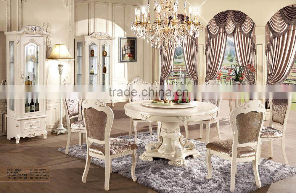 Hot sale hight quality 6 seater wooden dining table set antique dining table in wihite