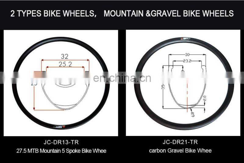 Disc Brake MTB Bike Rim U Shape 27.5ER Carbon Tubular Rim 32mm Width Custom Logo