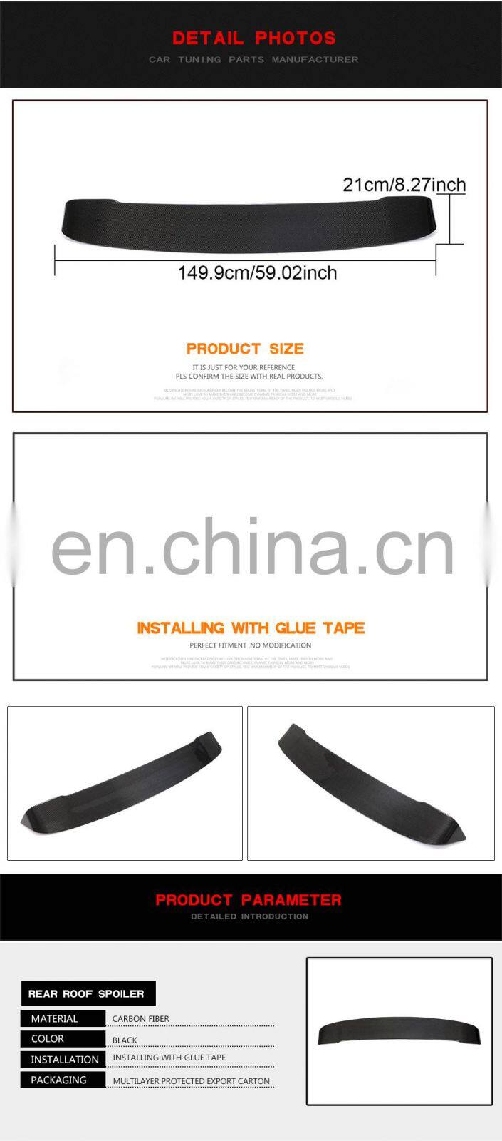 JCSPORTLINE Carbon Fiber T6 Rear Spoiler for Volkswagen T6 Multivan 2015-2020