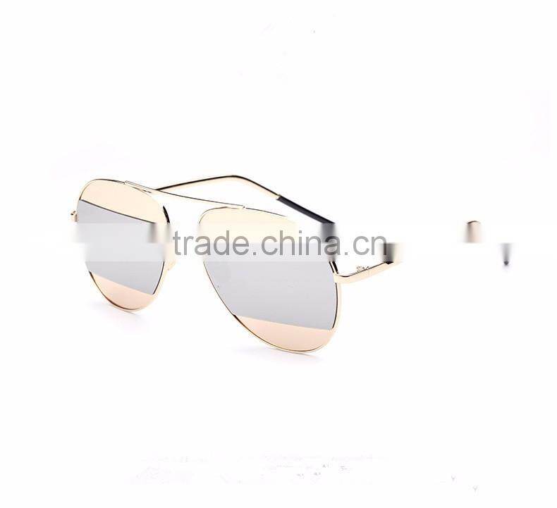 2016 New Designer two colors Sun Glasses Split 3 Parts Mirror Lens for women