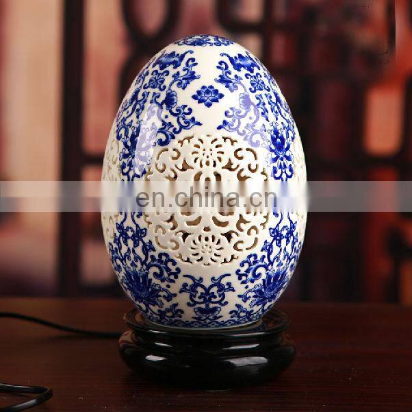 Special chinese ivory color glazed ceramic bedroom lamp