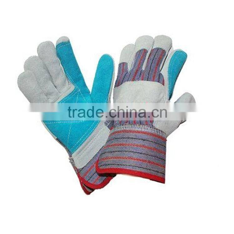 BC grade cow split leather reinforcemment palm industrial working gloves for rigger