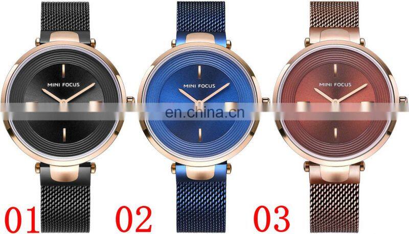 MINI FOCUS MF0195L Lady's Fashion&Casual Japan Quartz Watch Simple Style Stainless Steel Band Business Watch
