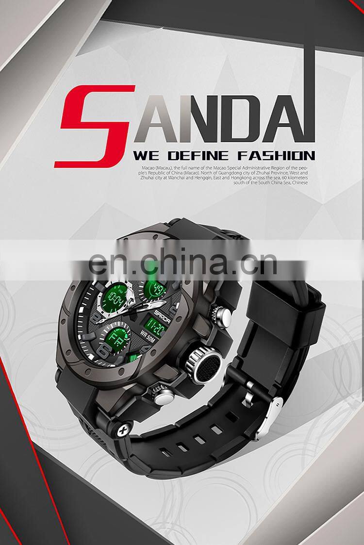 Sanda 6008 Relogio Masculino Sport Men's Watches Luminous Waterproof Analogue Digital Watches Men'S