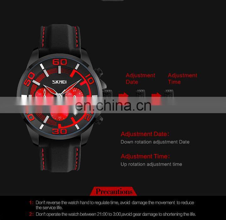 SKMEI 9154 Multi Functional Men Quartz Wrist Watches Chronograph Waterproof Fashion Leather Reloj De Hombre