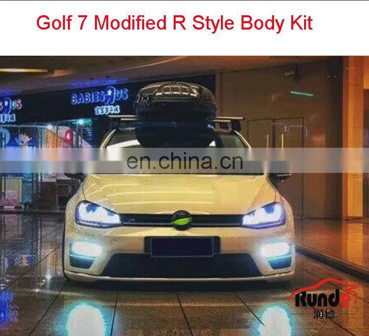 Runde ABS Material R Style Body kit Front Rear Bumper Side Skirt Grille For 12-17 Volkswagen Golf 7 And Golf 7.5 body kit