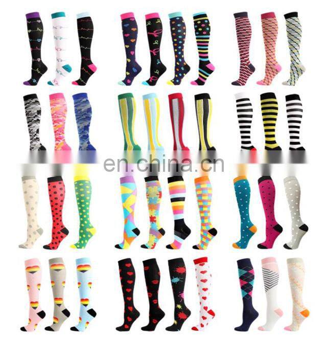Wholesale 20-30mmhg Running Men Women Athletic Fun Stocking High Knee Nurse Medical Sport Compression Socks