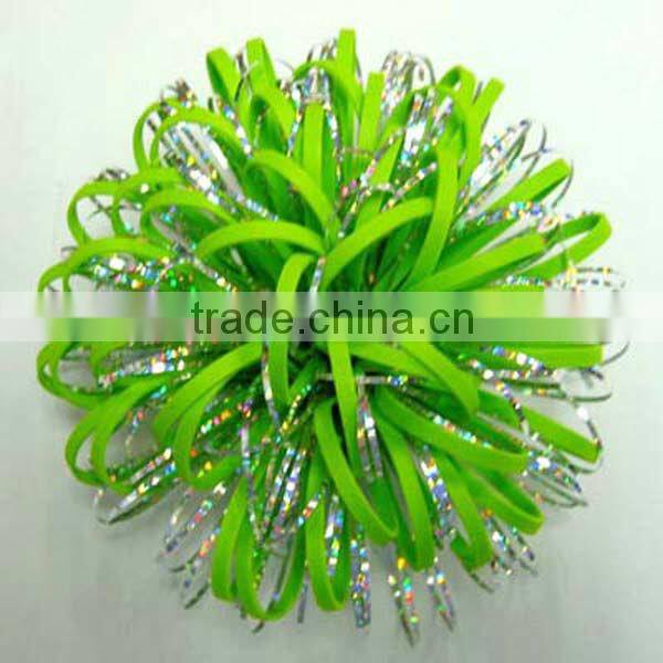 High Quality Funny PET Iridescent Christmas Curly Bow/ Polyeaster Fancy Ribbon Flower