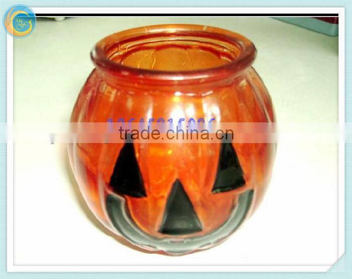 hanging pumpkin glass candle holder