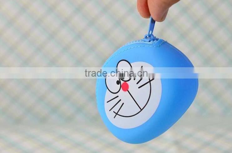 2015 Light blue Silicone zipper coin purses without any silk printing/ Small change purse