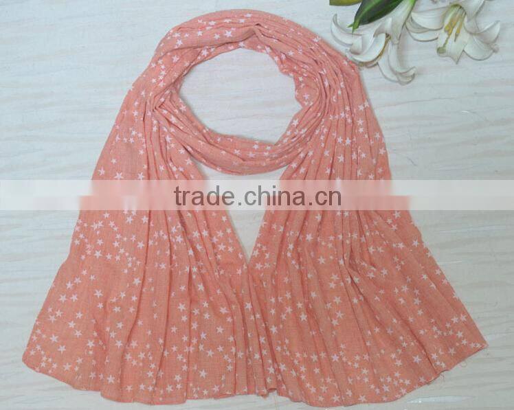 Wholesale Fall Winter Women Fashion Star Printed Cotton Rayon Scarf