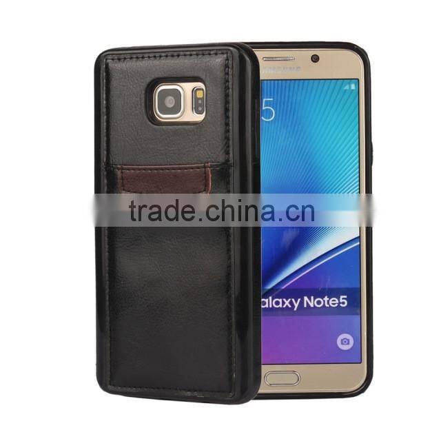 Crazy Horse pattern with card slots leather phone case and TPU 2 in 1 for Samsung note 5