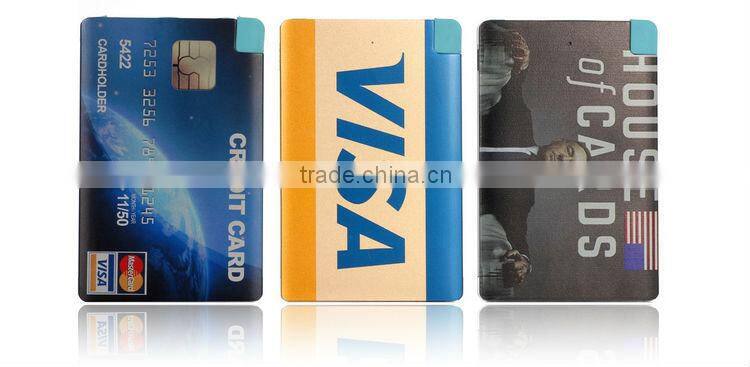 Utral Slim Credit Card Power Bank 2000mah and built in usb cable