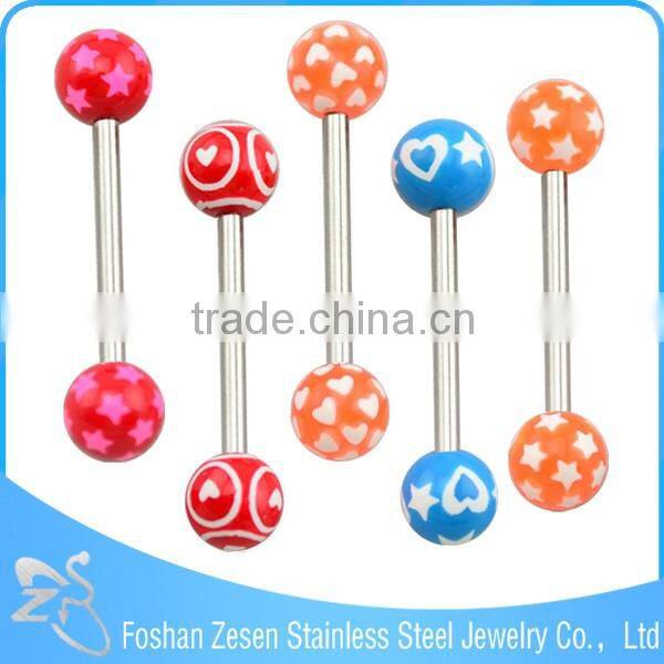 Newest promotional piercing factory OEM poker printed unique tongue rings