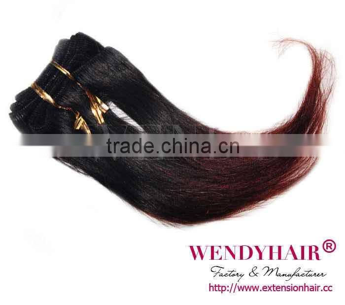 High Quality Black And Burgundy Ombre Two Tone Hair Weave/hair Weft Malaysian Hair