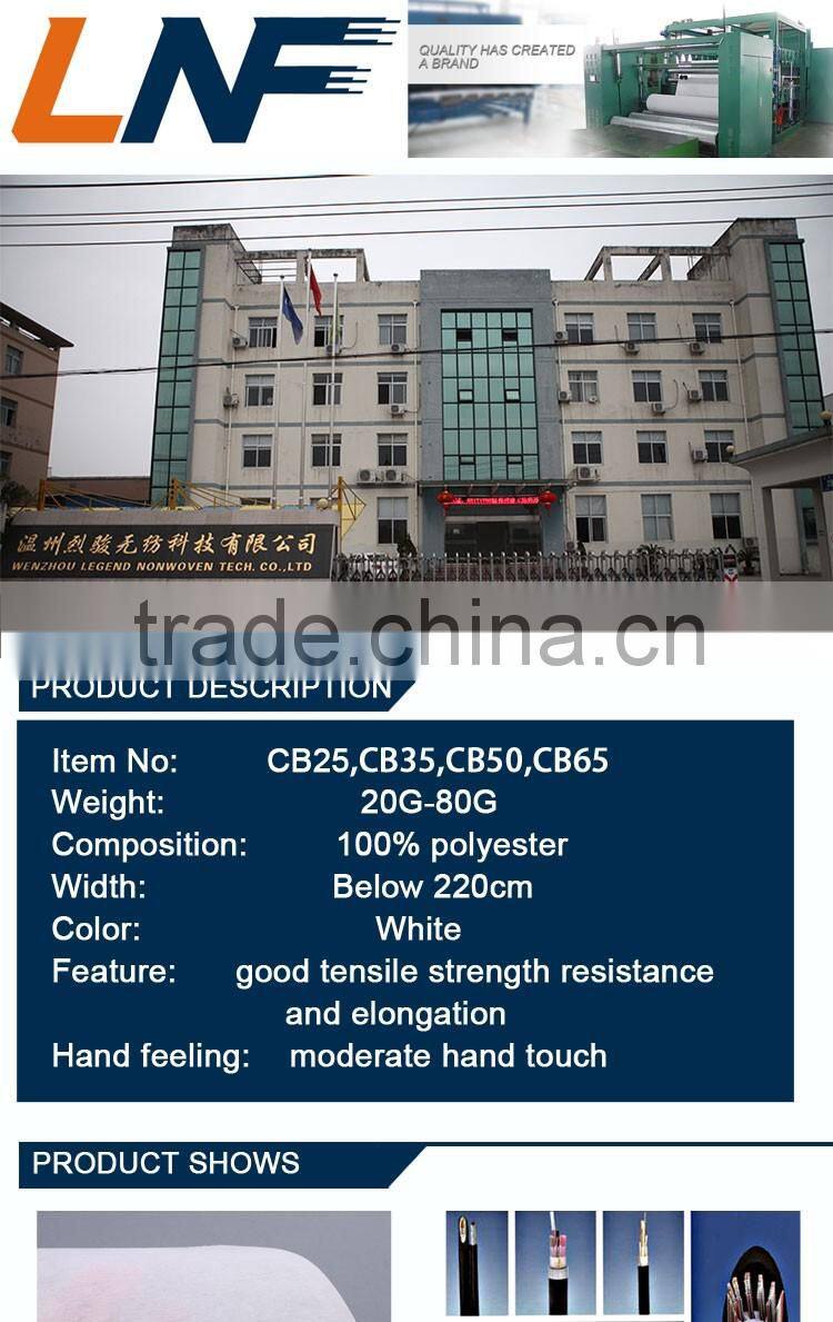 Wenzhou supplier customized 100% polyester water blocking cable tapes nonwoven fabric