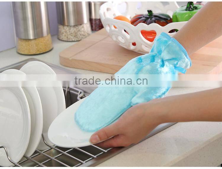 Home Kitchen Cleaning Wash Dishes Wood fiber Waterproof Magic Gloves