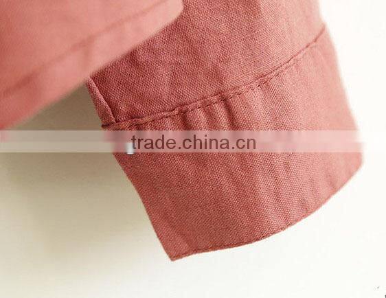 ladies cotton upright collar shirt solid color blouse