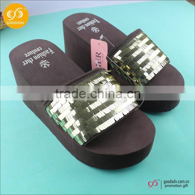 2016 summer new arrival ladies high quality wedge heel flip flops