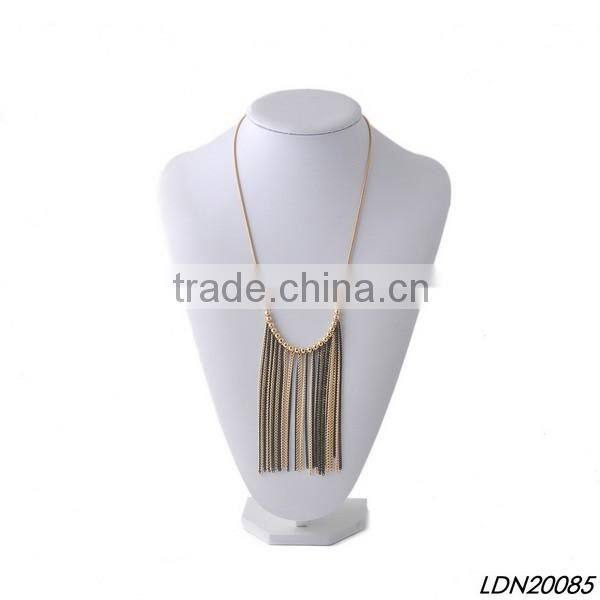 Gold long tassel necklace