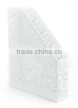 White Single Punched Metal Magazine Office File Document Holder Organizer