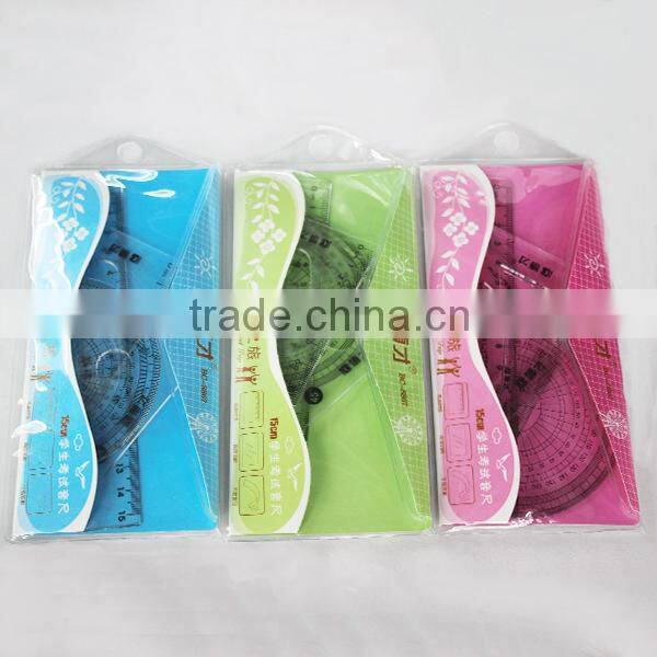 Cute Colorful Student's Plastic Transparent Ruler Set Hot Sell!